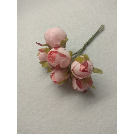 Цветы из ткани 2 см в пучках (6 шт) цв. персиково-розовый, цена за пучок